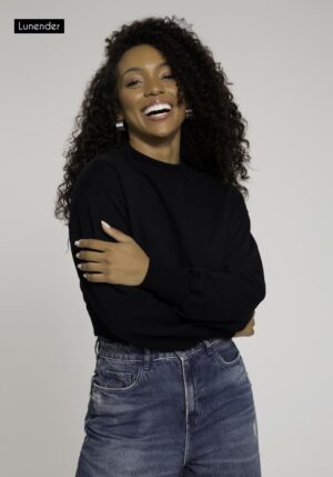 Blusão Cropped com Mangas Bufantes