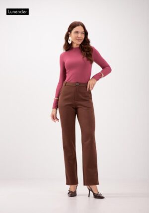 Blusa De Manga Longa Canelada Com Gola Alta